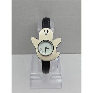 SLE Ghost Boo Halloween Quartz Watch New Battery Black Leather Strap Novelty Fun